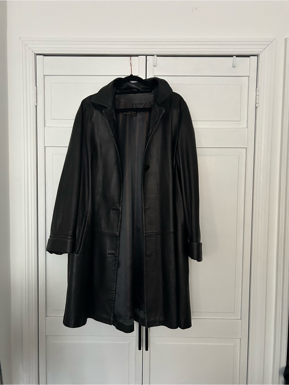 Women's Black Leather Coat Matrix style
